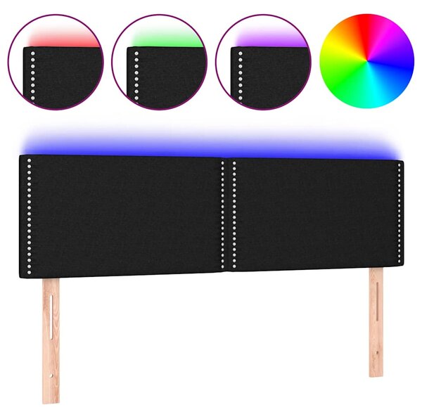 Čelo postele s LED černé 144x5x78/88 cm textil 3121472