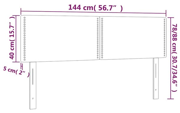 Čelo postele s LED černé 144x5x78/88 cm textil 3121472