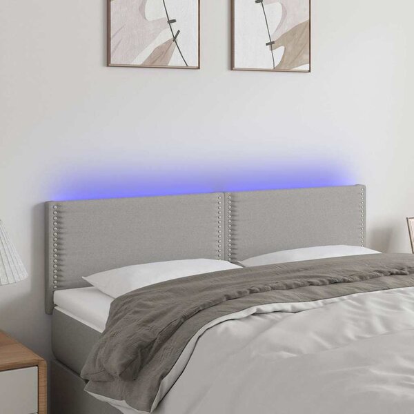 Čelo postele s LED světle šedé 144 x 5 x 78/88 cm textil 3121470