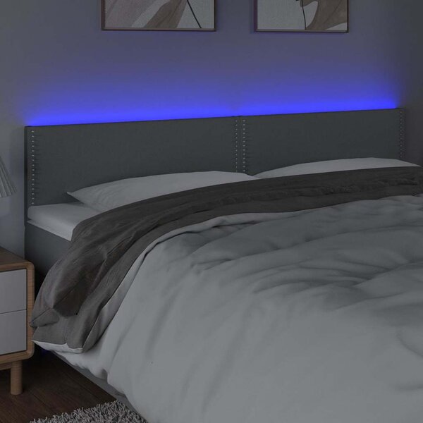 Čelo postele s LED světle šedé 200x5x78/88 cm textil 3121494