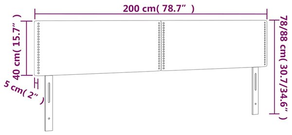 Čelo postele s LED modré 200x5x78/88 cm textil 3121500