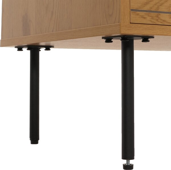 Komoda HWC-N78, příborník, 4 zásuvky, skandinávský styl kov dřevo melamin MVG 85x80x40cm přírodní