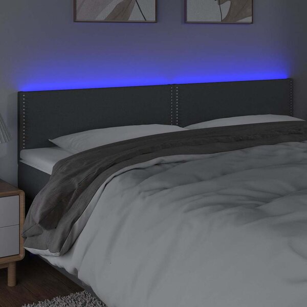 Čelo postele s LED tmavě šedé 200x5x78/88 cm textil 3121495