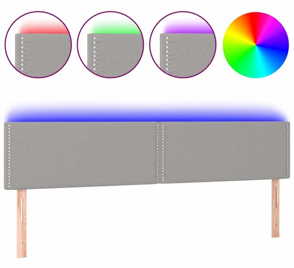 Čelo postele s LED světle šedé 200x5x78/88 cm textil 3121494