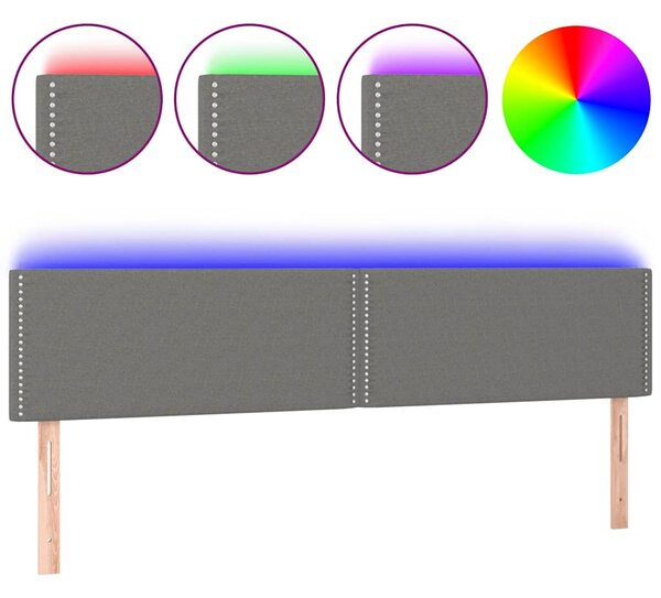 Čelo postele s LED tmavě šedé 200x5x78/88 cm textil 3121495