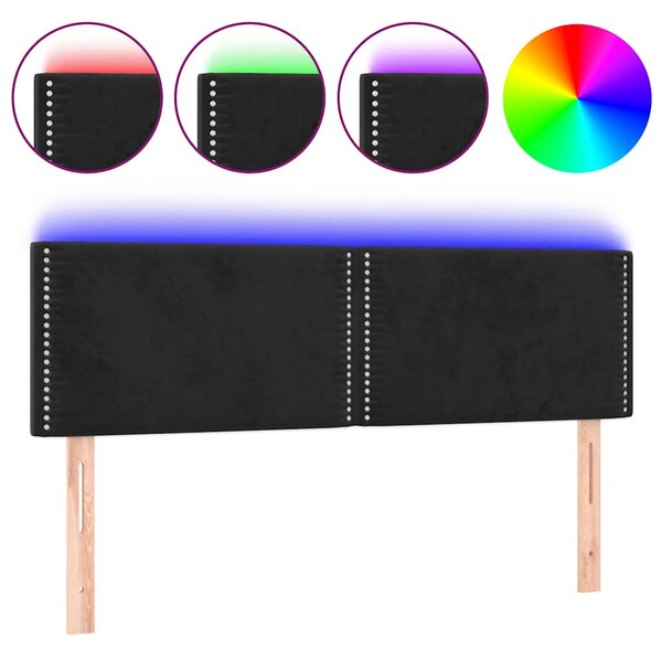 Čelo postele s LED černé 144x5x78/88 cm samet 3121522