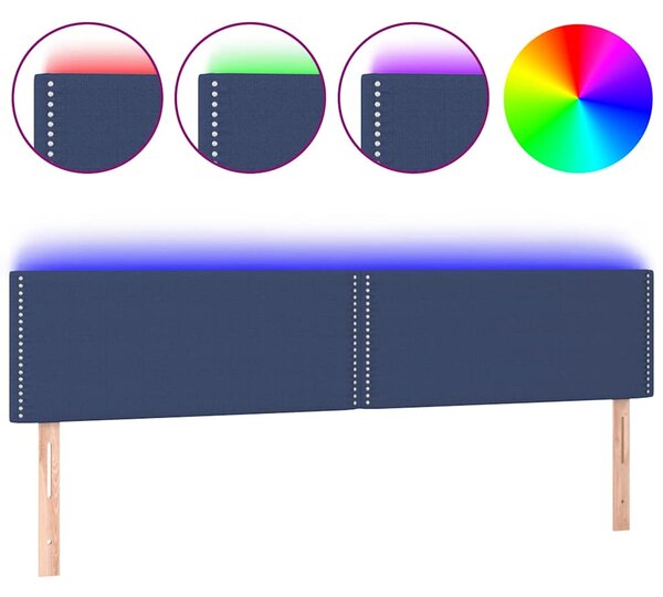 Čelo postele s LED modré 200x5x78/88 cm textil 3121500