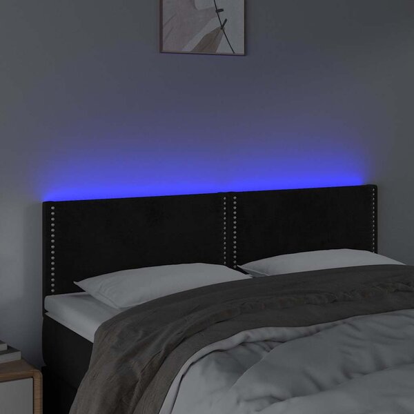 Čelo postele s LED černé 144x5x78/88 cm samet 3121522