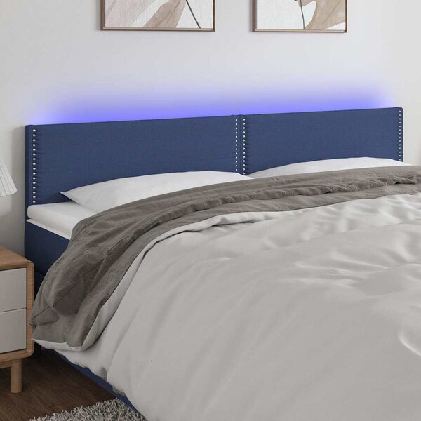 Čelo postele s LED modré 200x5x78/88 cm textil 3121500