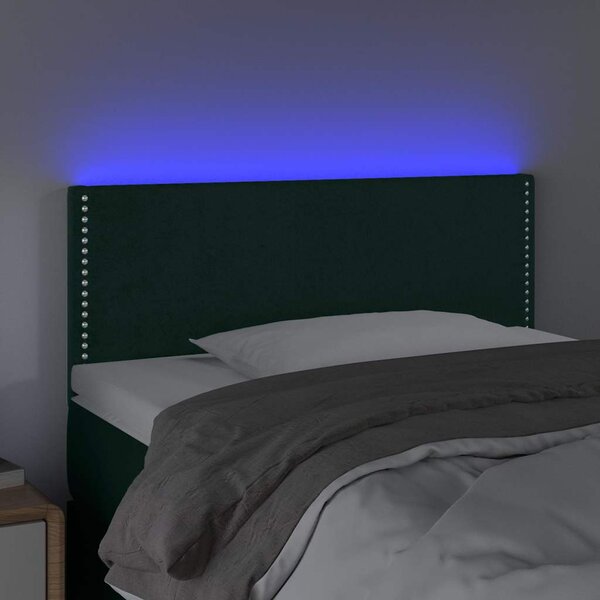 Čelo postele s LED tmavě zelené 80 x 5 x 78/88 cm samet 3121505