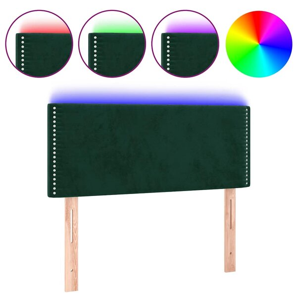 Čelo postele s LED tmavě zelené 80 x 5 x 78/88 cm samet 3121505