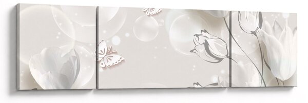 Obraz - Tulipány mezi bublinami (170x50 cm)