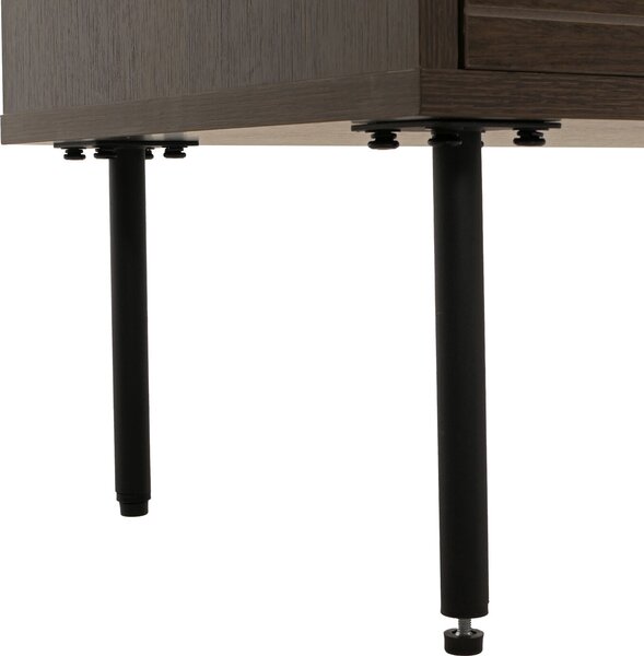 Komoda HWC-N78, příborník, 4 zásuvky, skandinávský styl kov dřevo melamin MVG 85x80x40cm tmavě hnědá