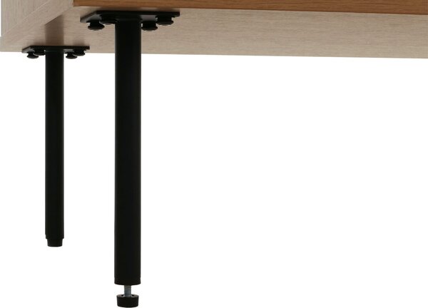 Komoda HWC-N78, příborník, 3 zásuvky 2 dvířka, skandinávský styl kov dřevo melamin MVG 85x150x40cm přírodní