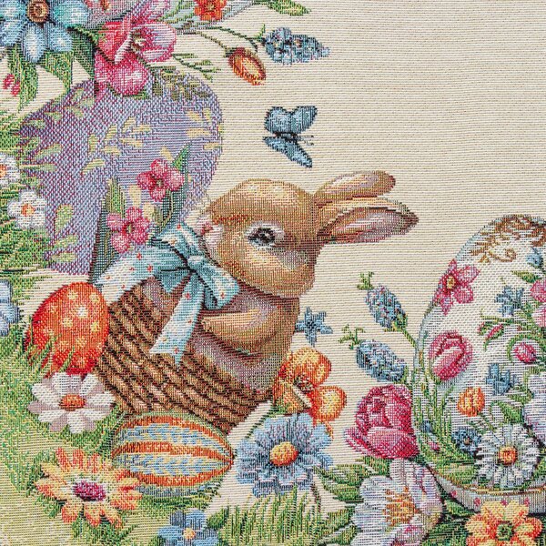 VELIKONOČNÍ GOBELÍNOVÝ UBRUS BUNNY 140X180 CM VZOROVANÁ