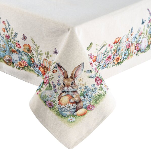 VELIKONOČNÍ GOBELÍNOVÝ UBRUS BUNNY 140X180 CM VZOROVANÁ