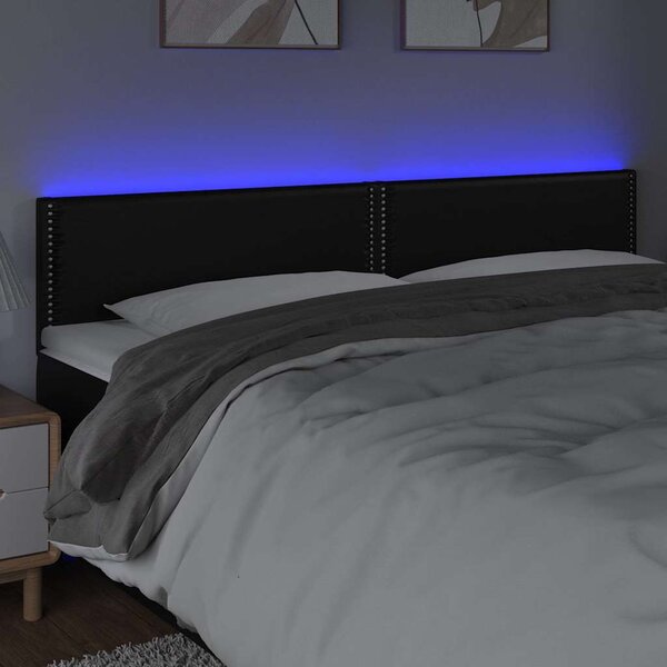 Čelo postele s LED černé 200x5x78/88 cm umělá kůže 3121580
