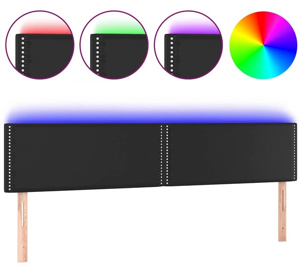 Čelo postele s LED černé 200x5x78/88 cm umělá kůže 3121580