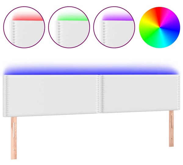 Čelo postele s LED bílé 200x5x78/88 cm umělá kůže 3121581