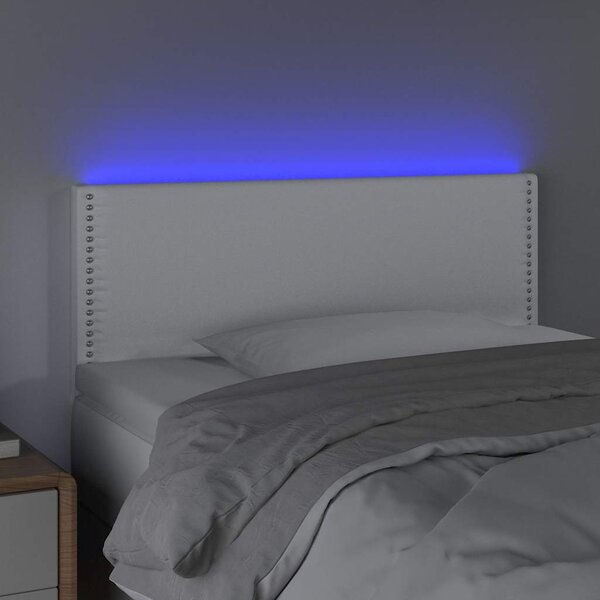 Čelo postele s LED bílé 100x5x78/88 cm umělá kůže 3121557