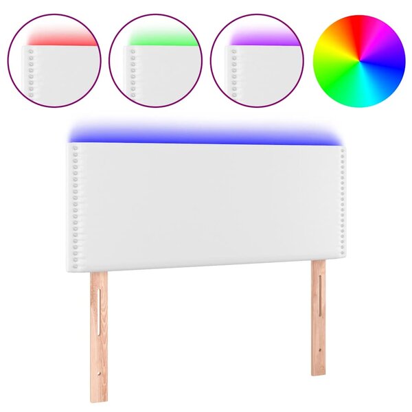 Čelo postele s LED bílé 100x5x78/88 cm umělá kůže 3121557