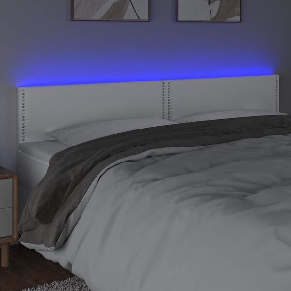 Čelo postele s LED bílé 200x5x78/88 cm umělá kůže 3121581