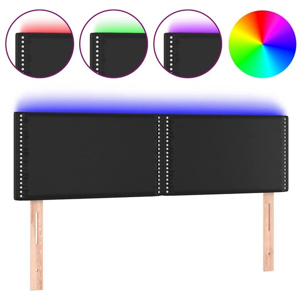 Čelo postele s LED černé 144x5x78/88 cm umělá kůže 3121562