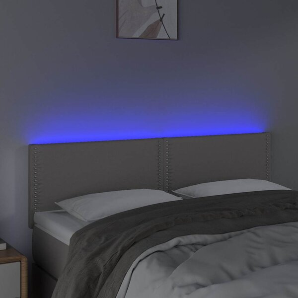 Čelo postele s LED šedé 144x5x78/88 cm umělá kůže 3121566