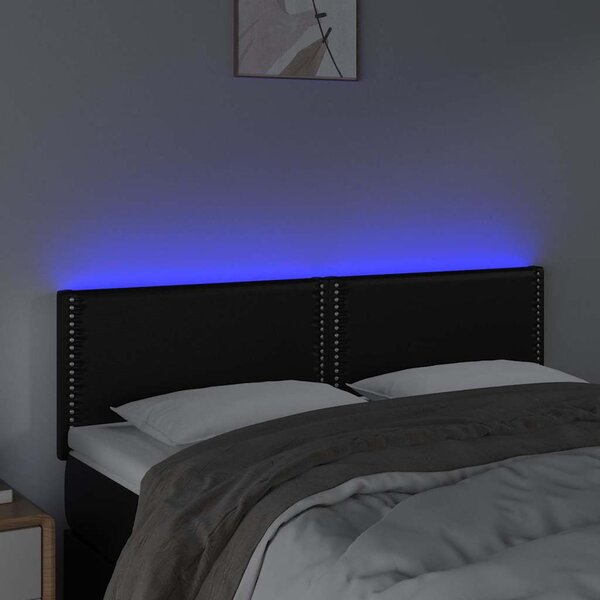 Čelo postele s LED černé 144x5x78/88 cm umělá kůže 3121562