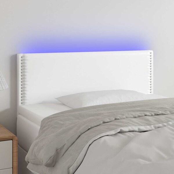 Čelo postele s LED bílé 100x5x78/88 cm umělá kůže 3121557