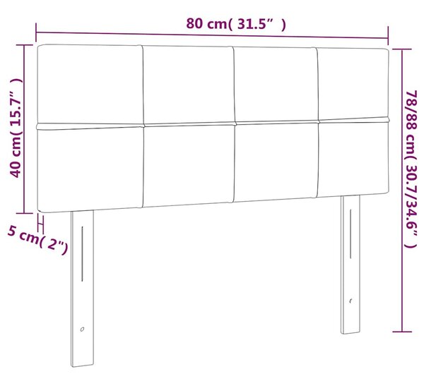 Čelo postele s LED světle šedé 80 x 5 x 78/88 cm samet 3121642
