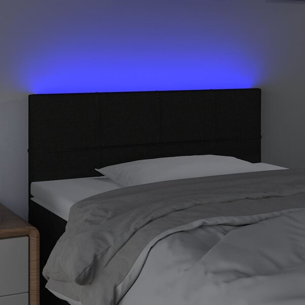 Čelo postele s LED černé 80 x 5 x 78/88 cm textil 3121588