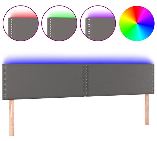 Čelo postele s LED šedé 200x5x78/88 cm umělá kůže 3121584