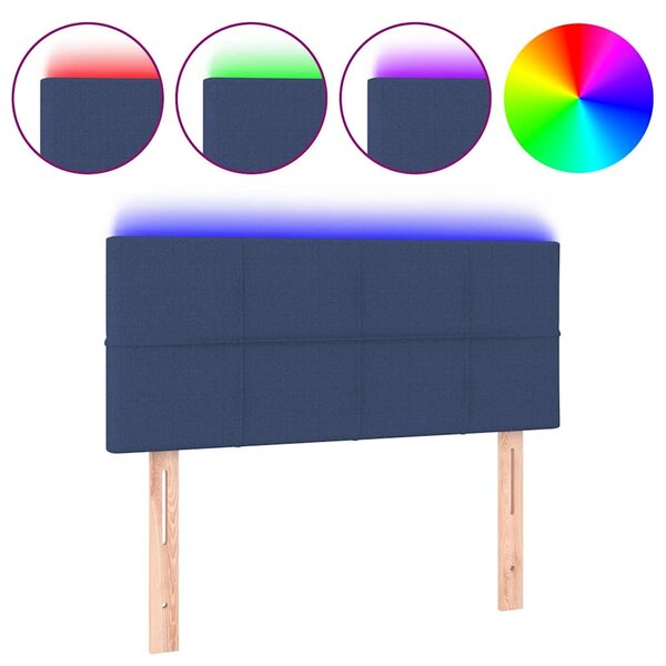Čelo postele s LED modré 80 x 5 x 78/88 cm textil 3121592