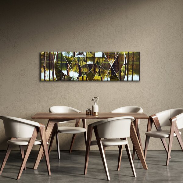 Obraz - Geometrická koláž na pozadí severských lesů (170x50 cm)