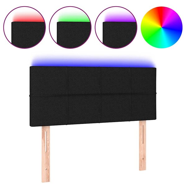 Čelo postele s LED černé 80 x 5 x 78/88 cm textil 3121588
