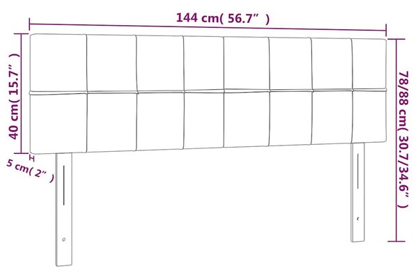 Čelo postele s LED tmavě šedé 144x5x78/88 cm samet 3121661