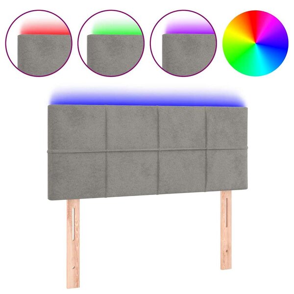 Čelo postele s LED světle šedé 80 x 5 x 78/88 cm samet 3121642