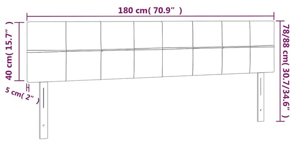 Čelo postele s LED černé 180x5x78/88 cm samet 3121674