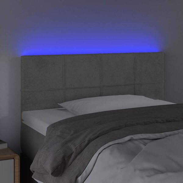 Čelo postele s LED světle šedé 80 x 5 x 78/88 cm samet 3121642