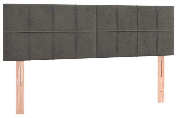 Čelo postele s LED tmavě šedé 144x5x78/88 cm samet 3121661