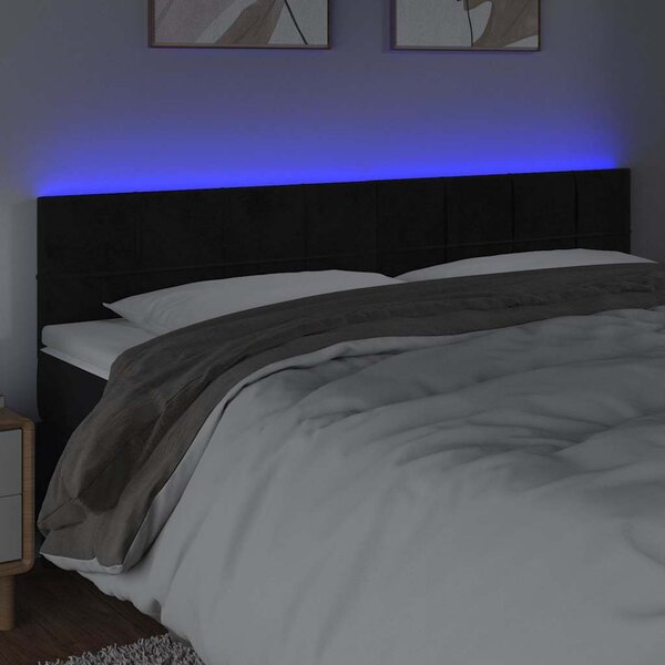 Čelo postele s LED černé 180x5x78/88 cm samet 3121674