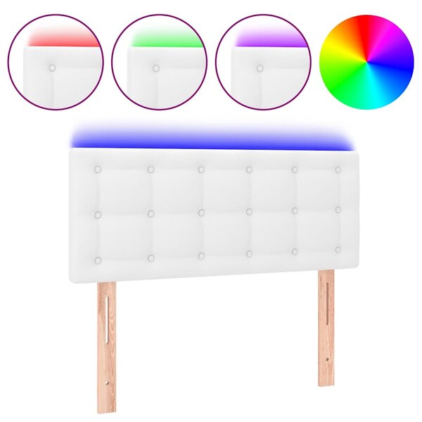 Čelo postele s LED bílé 80 x 5 x 78/88 cm umělá kůže 3121685
