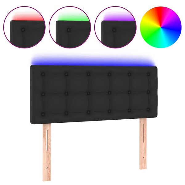 Čelo postele s LED černé 80 x 5 x 78/88 cm umělá kůže 3121684