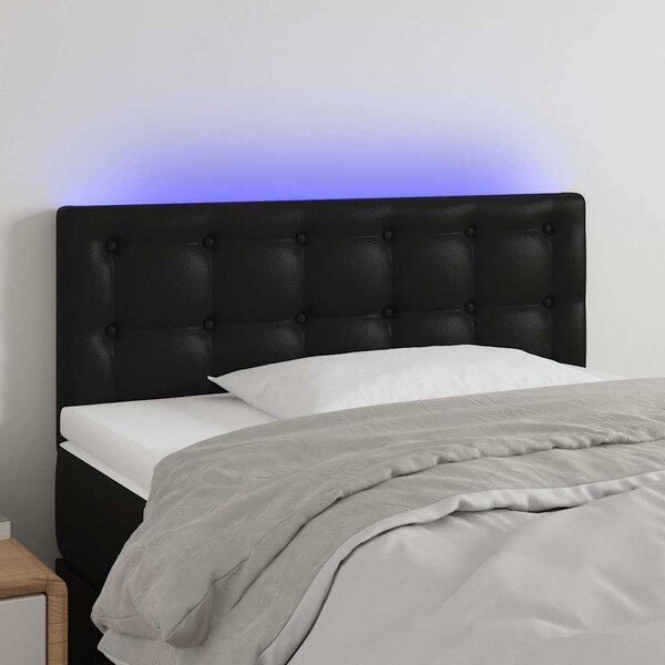 Čelo postele s LED černé 80 x 5 x 78/88 cm umělá kůže 3121684