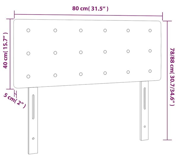 Čelo postele s LED krémové 80 x 5 x 78/88 cm textil 3122025