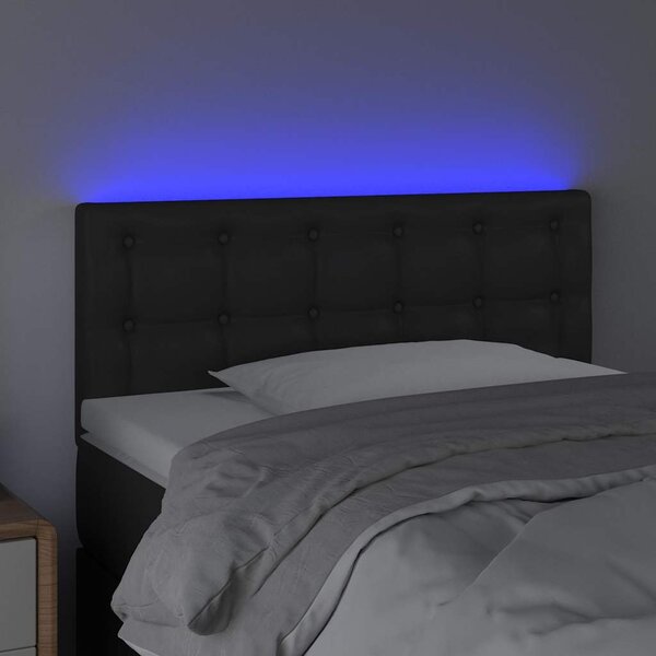 Čelo postele s LED černé 80 x 5 x 78/88 cm umělá kůže 3121684