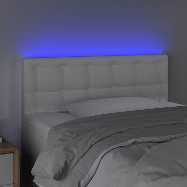 Čelo postele s LED bílé 80 x 5 x 78/88 cm umělá kůže 3121685