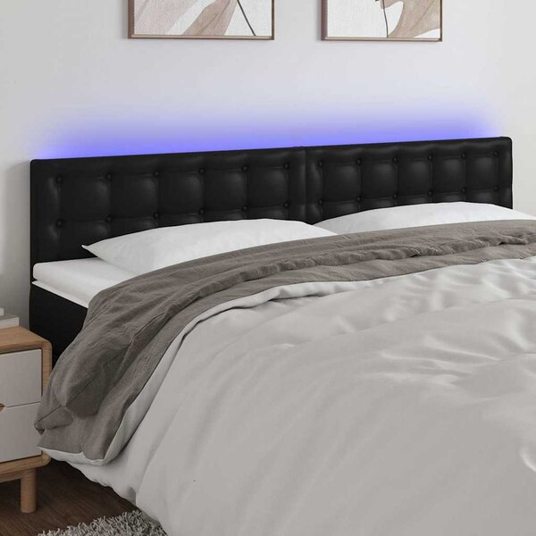 Čelo postele s LED černé 180x5x78/88 cm umělá kůže 3121714