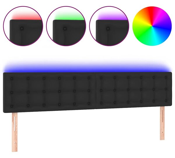 Čelo postele s LED černé 180x5x78/88 cm umělá kůže 3121714